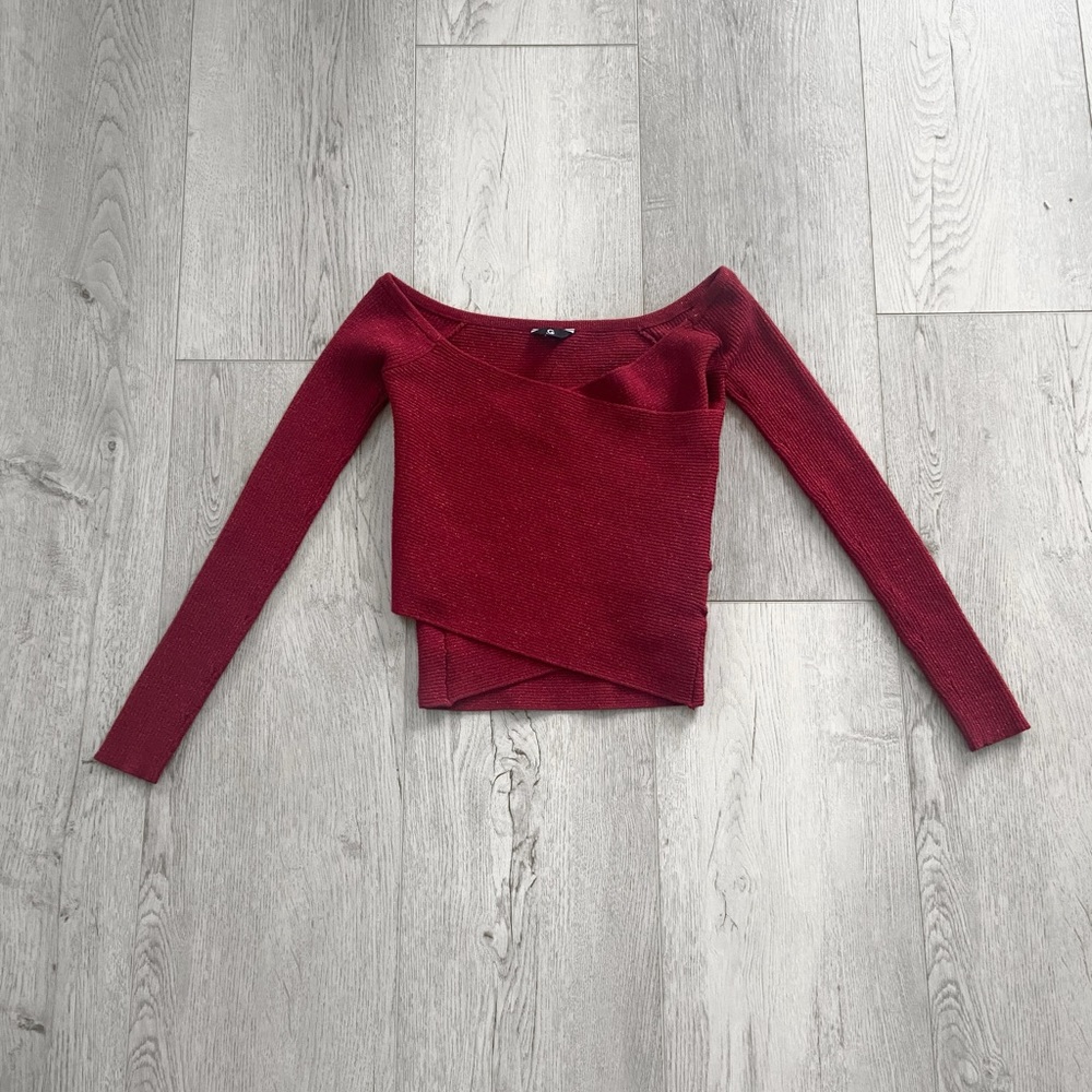 Guess | Red sparkle wrap sweater